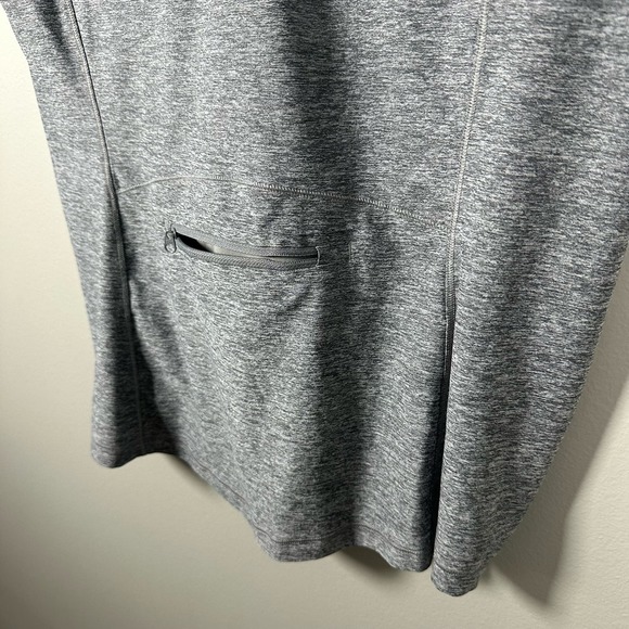 Athleta Large Gray Ruched Cap Sleeve Quarter Zip with Back Pocket - Picture 6 of 6